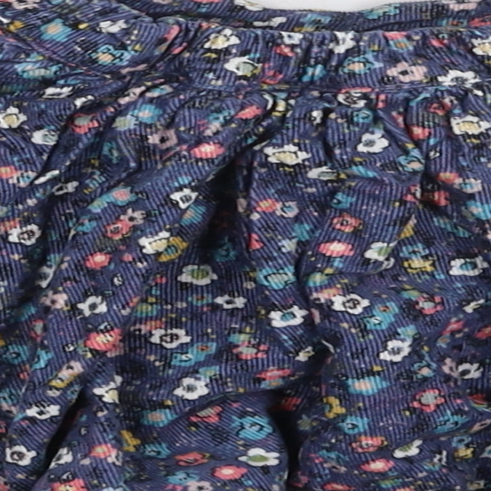 Marks and Spencer Girls Blue Floral Cotton Skater Skirt Size 2-3 Years Regular