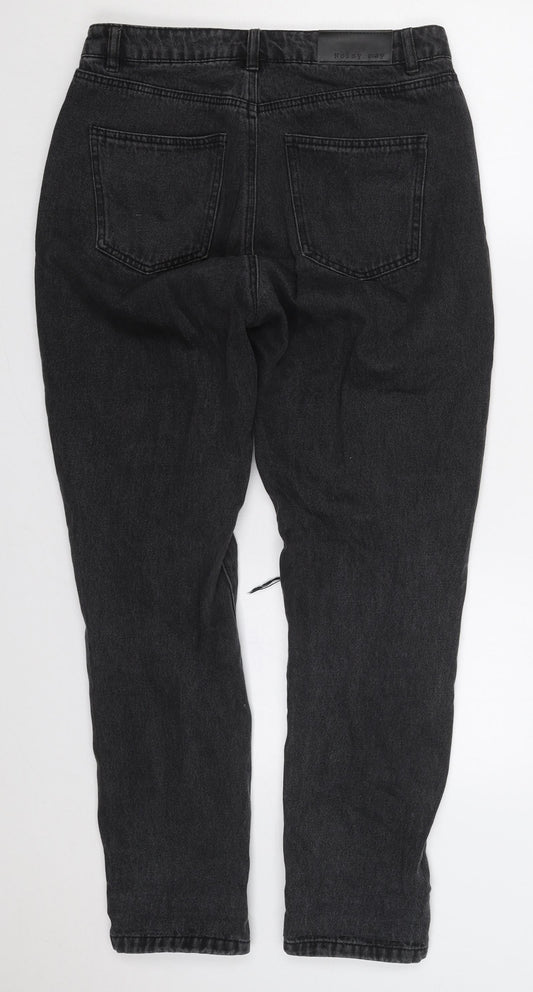 Noisy may Womens Grey  Cotton Mom Jeans Size 29 in L30 in Regular Button