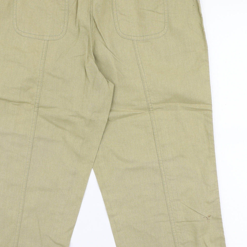 BM Womens Beige Cotton Capri Trousers Size 14 Regular Drawstring