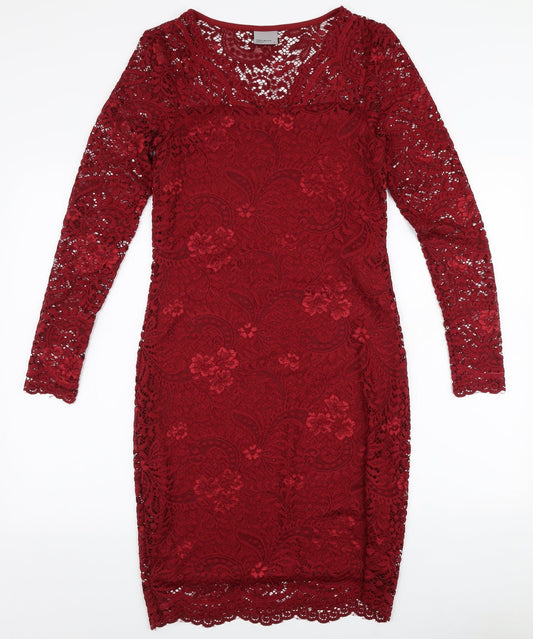 Additional front view of Vero Moda women’s red polyester pencil dress, size S, v-neck pullover