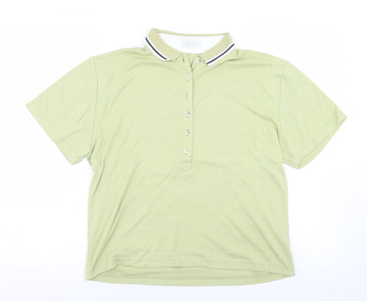 Cinch Womens Green Polyester Basic Polo Size 12 Collared