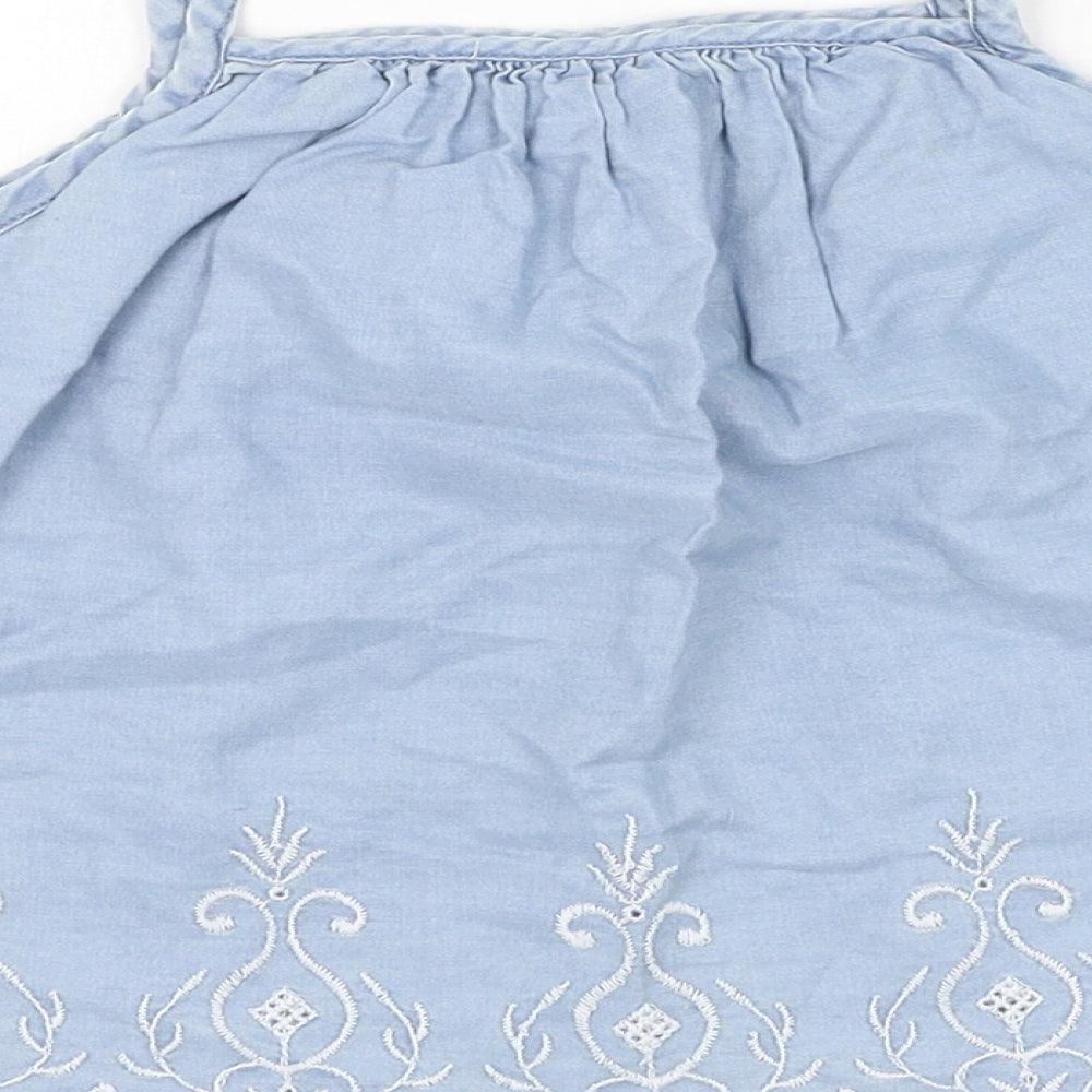 F&F Girls Blue Cotton Tunic Tank Size 2-3 Years Square Neck Pullover