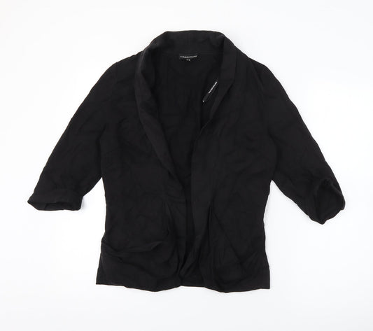 Additional front view of Warehouse women’s black lyocell jacket blazer, size UK 10