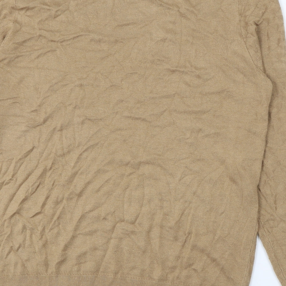 Burton Mens Beige Crew Neck Acrylic Pullover Jumper Size M