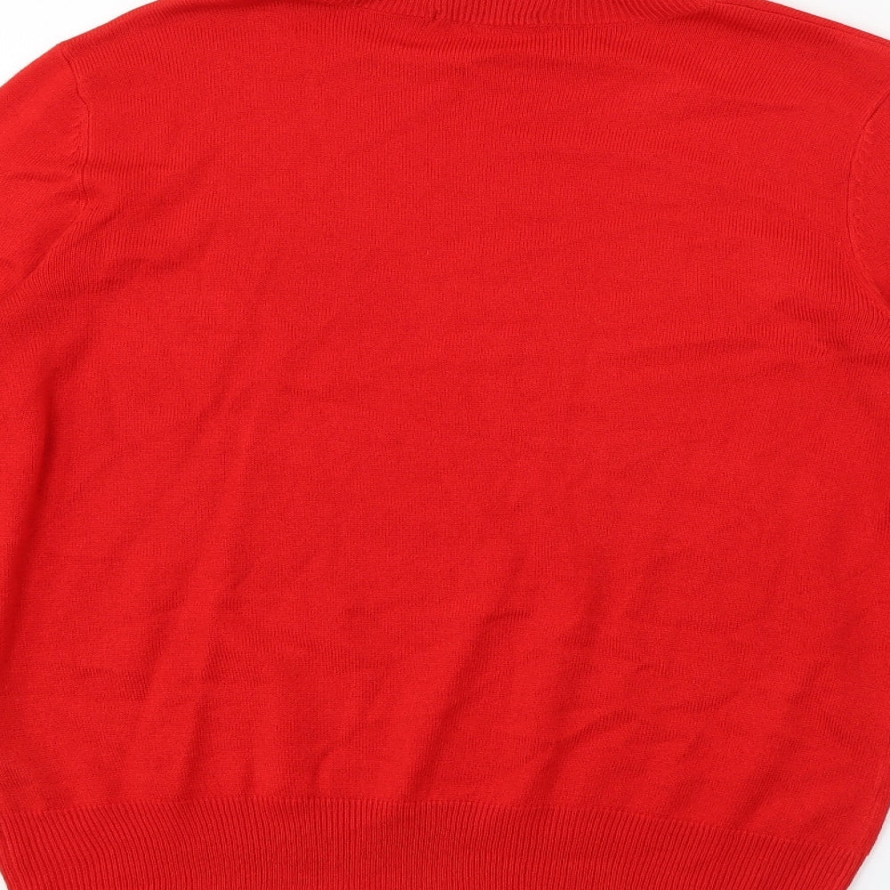 TU Mens Red Roll Neck Acrylic Pullover Jumper