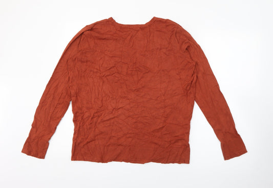 TU Womens Brown Crew Neck Viscose Pullover Jumper Size 16