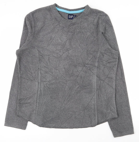 Additional front view of Gap women’s grey polyester pullover sweatshirt, size L, pullover