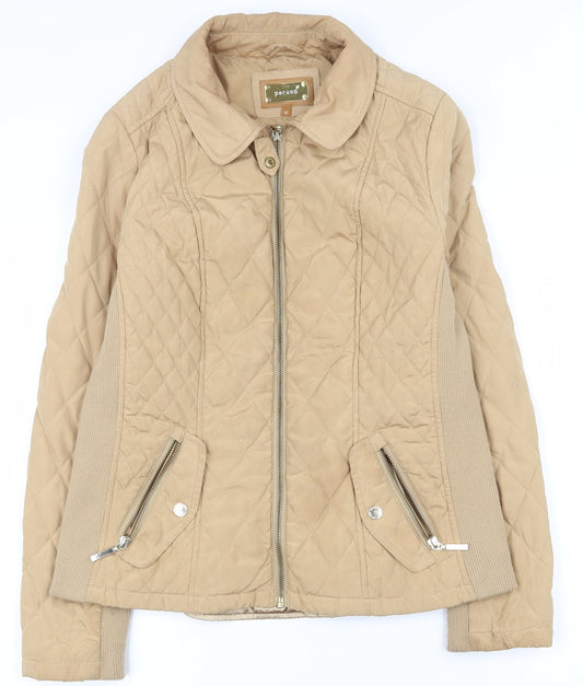 Womens UK Size 12 Per Una Beige Quilted Coat