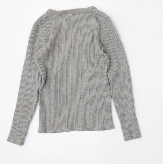 Primark Womens Grey Round Neck Polyester Pullover Jumper Size 6