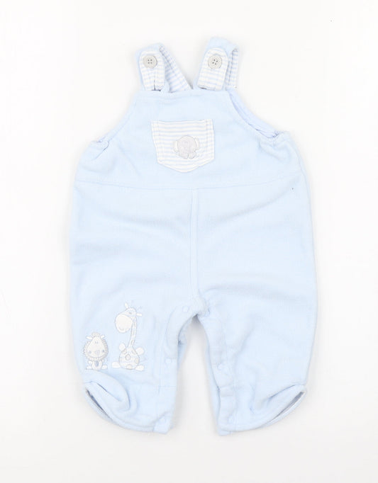 BabyBlue Boys Blue Polyester Dungaree One-Piece Size 0-3 Months Button