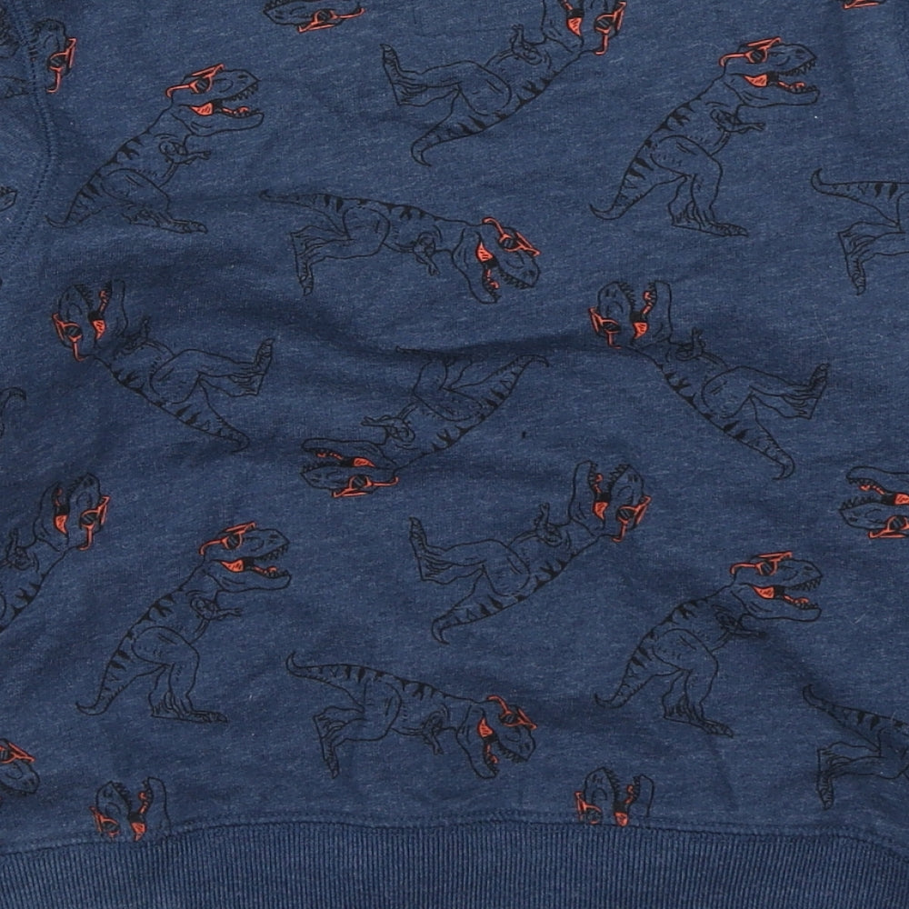 OshKosh B’gosh Boys Blue Geometric Cotton Pullover Sweatshirt Size 7 Years - Dinosaur