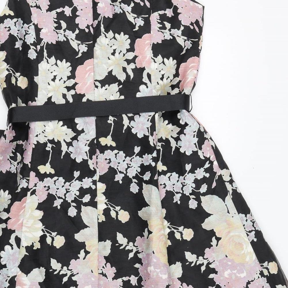 Kaliko Womens Multicoloured Floral Polyester Skater Dress Size 6 Scoop Neck Zip