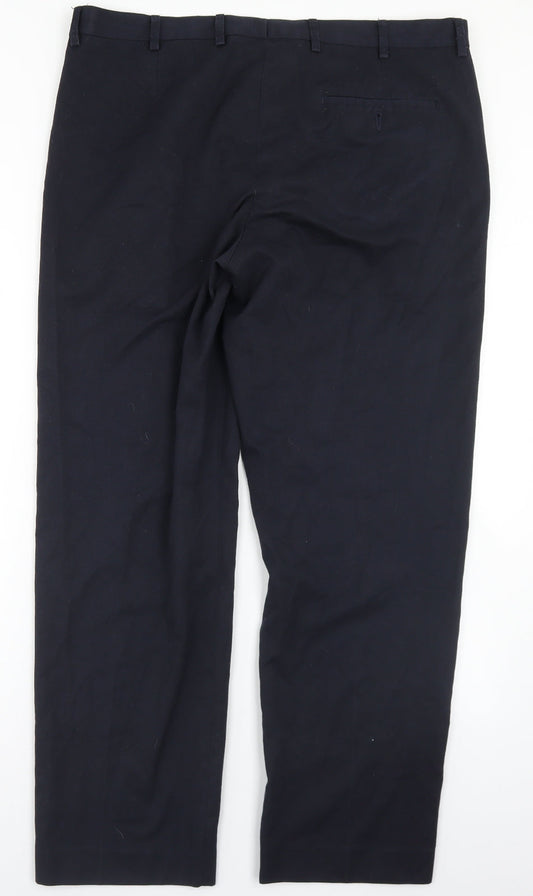 Dunnes Stores Mens Blue Polyester Trousers Size 38 in L30 in Regular Hook & Eye