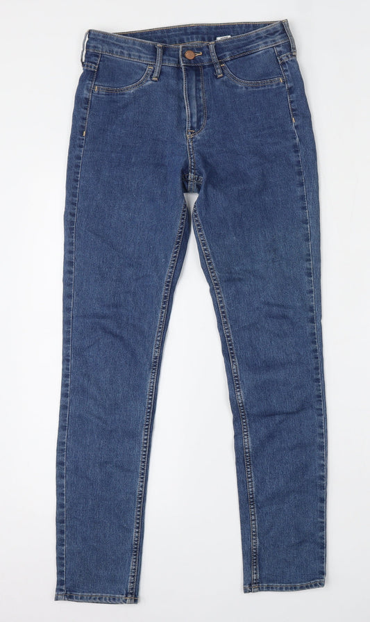 Additional front view of &Denim women’s blue cotton skinny jeans, size UK 26, 28-inch leg regular button