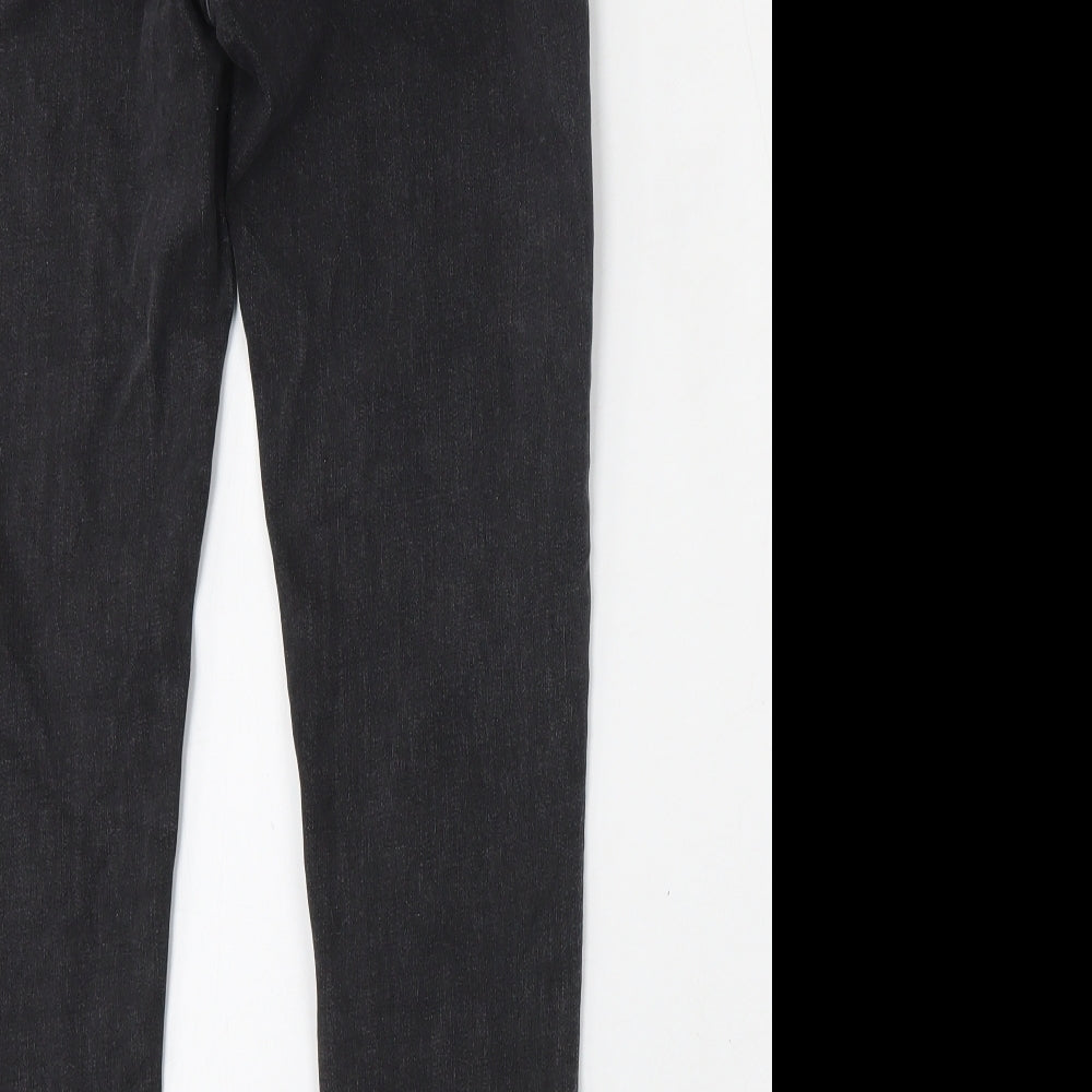 Brand and care label for SHEIN women’s black cotton skinny jeans, size XS, 25-inch leg regular button