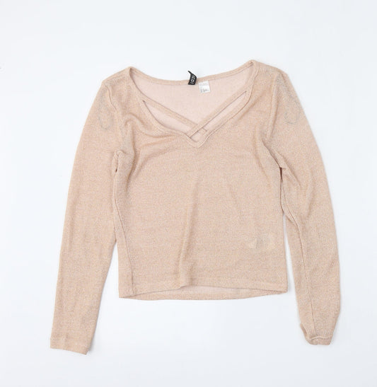 Womens UK Size S Divided by H&M Pink Basic Blouse
