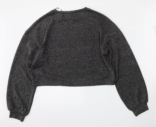 Divided by H&M Womens Black Round Neck Polyester Pullover Jumper Size S