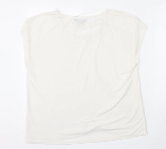 Atmosphere Womens White Polyester Basic T-Shirt Size 12 Round Neck