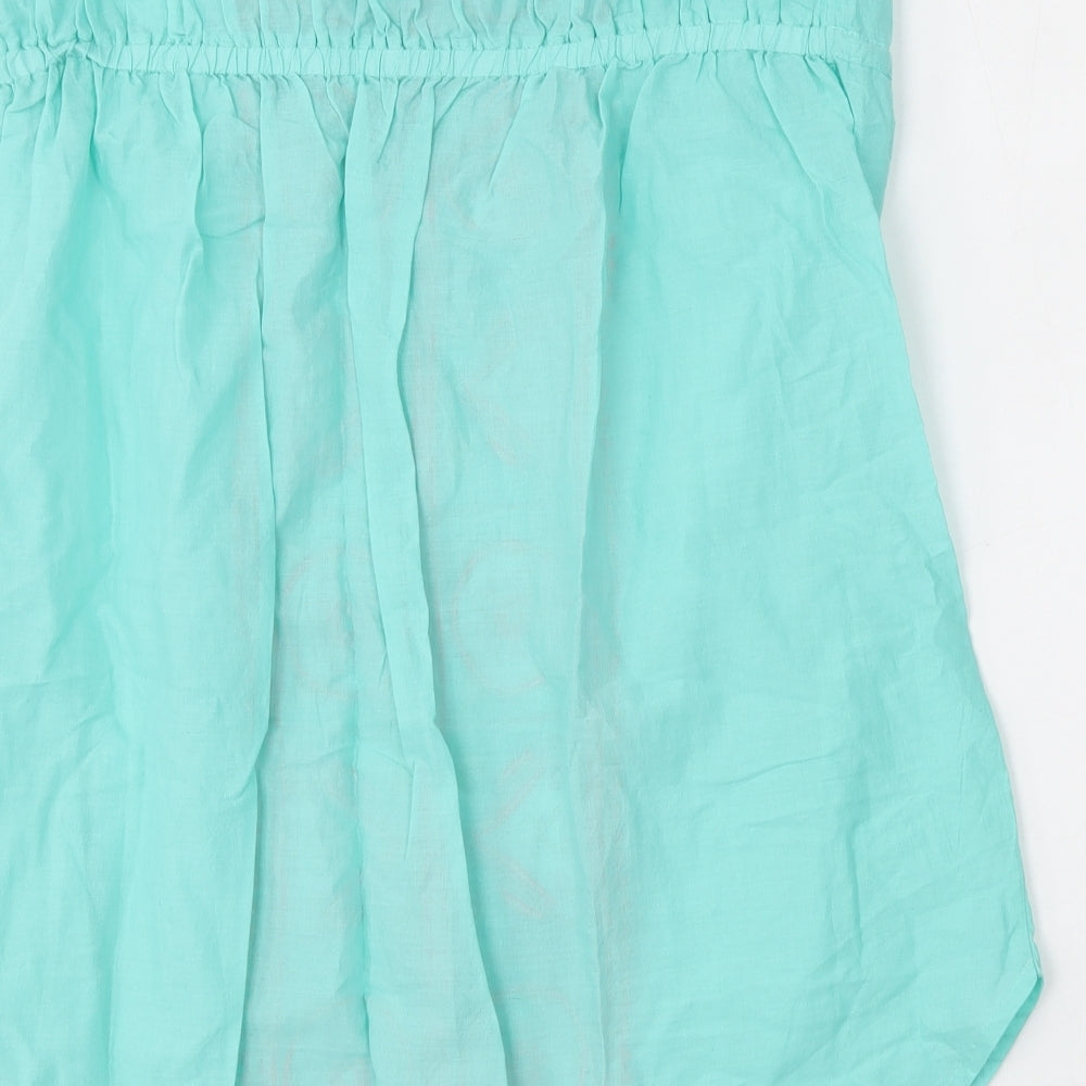 Matalan Womens Green Geometric Cotton Kaftan Size L Round Neck