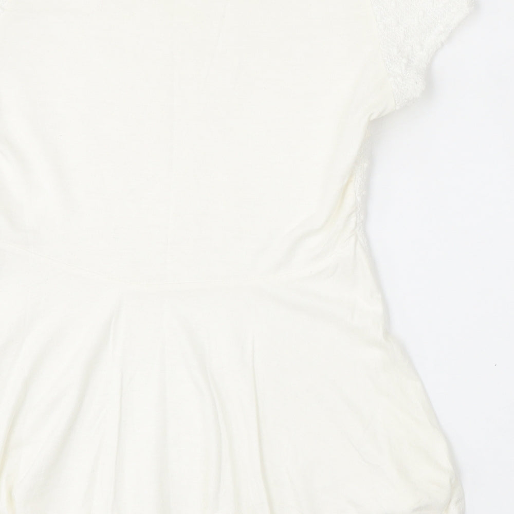 Atmosphere Womens White Viscose Basic T-Shirt Size 6 Round Neck