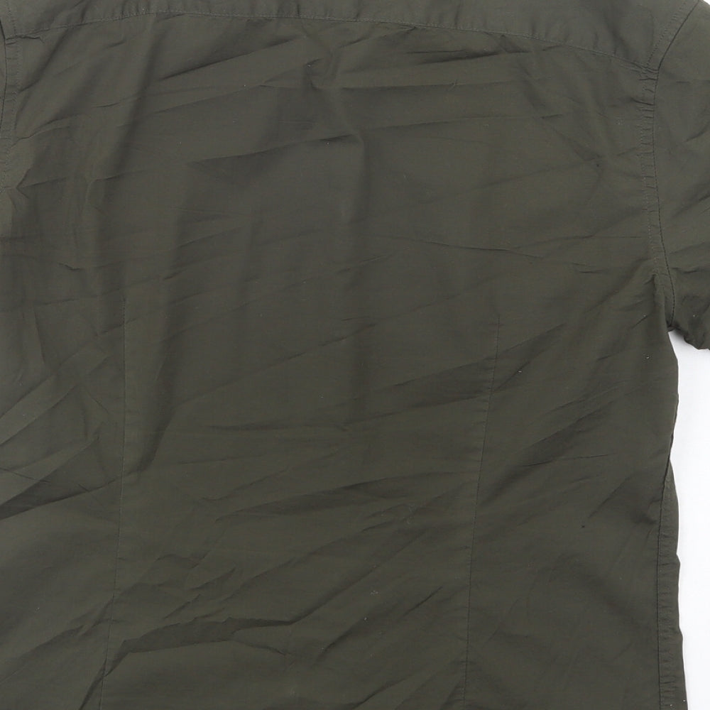 ASOS Mens Green Cotton Button-Up Size S Collared Button