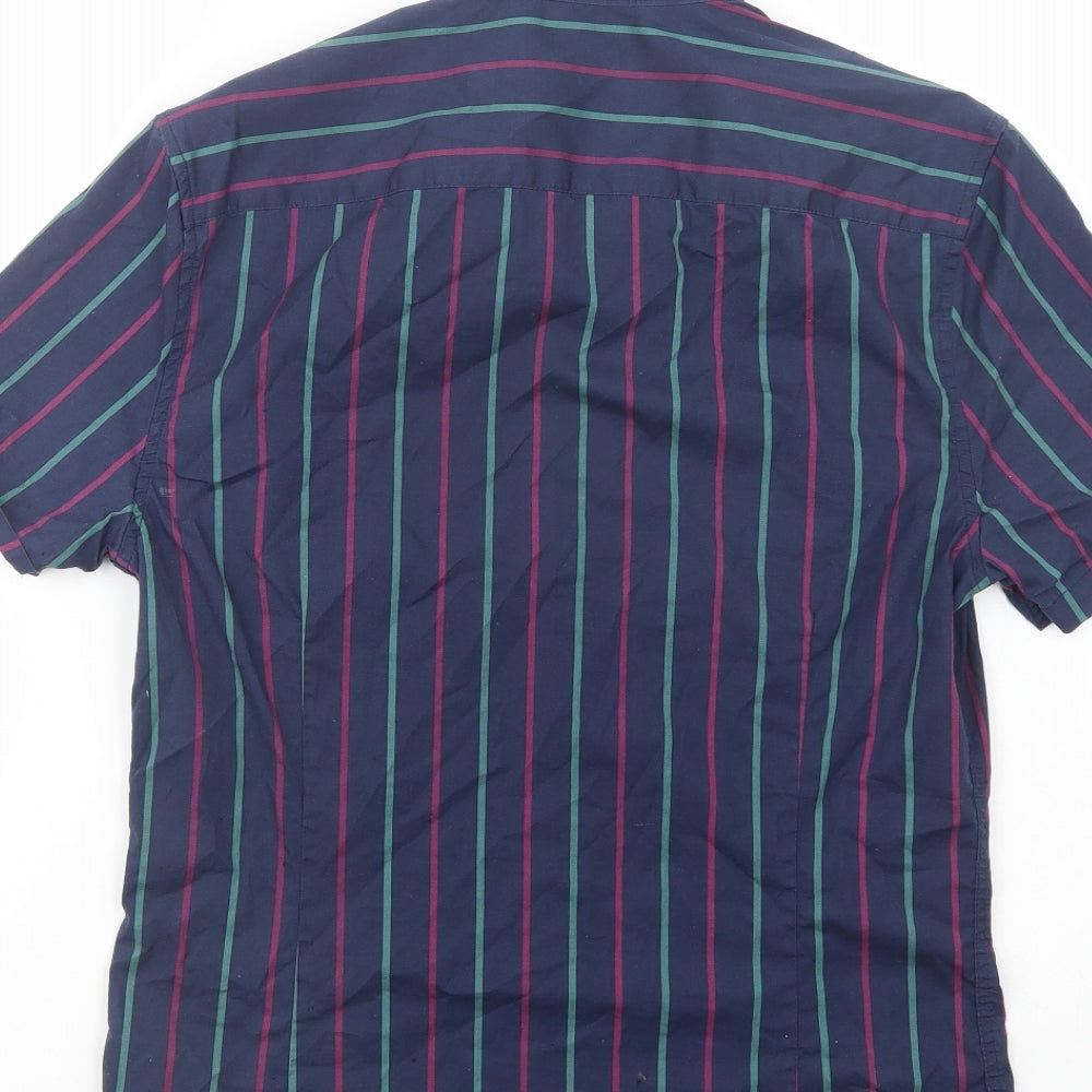 ASOS Mens Blue Striped Cotton Button-Up Size S Collared Button