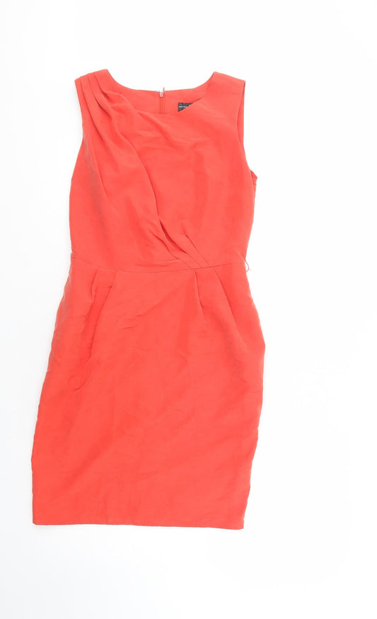 Atmosphere Womens Red Modal Pencil Dress Size 10 Boat Neck Zip