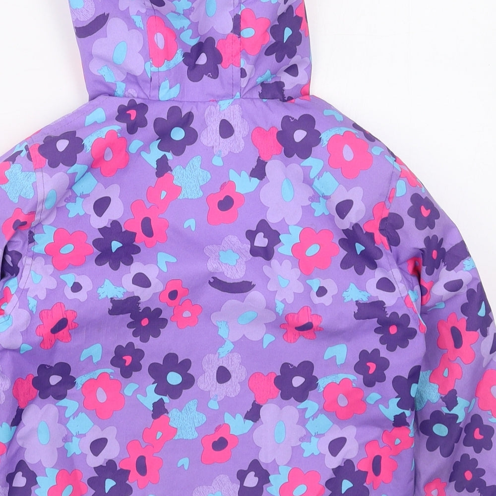 Hotoho Kids Girls Purple Floral Basic Coat Coat Size S Zip