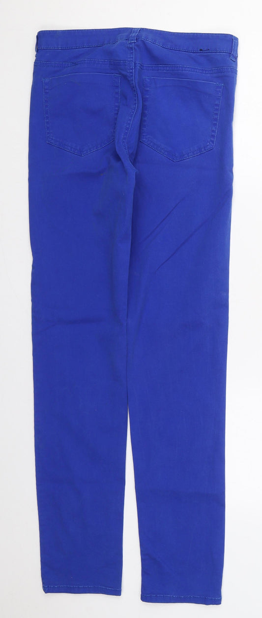 H&M Womens Blue Cotton Skinny Jeans Size 10 L31 in Regular Button