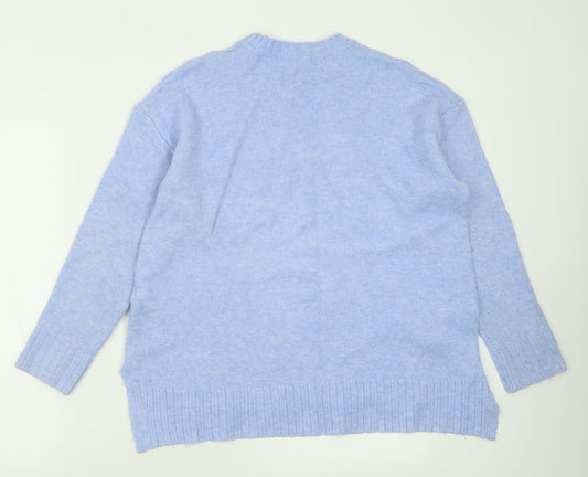 Marks and Spencer Womens Blue Crew Neck Acrylic Pullover Jumper Size M