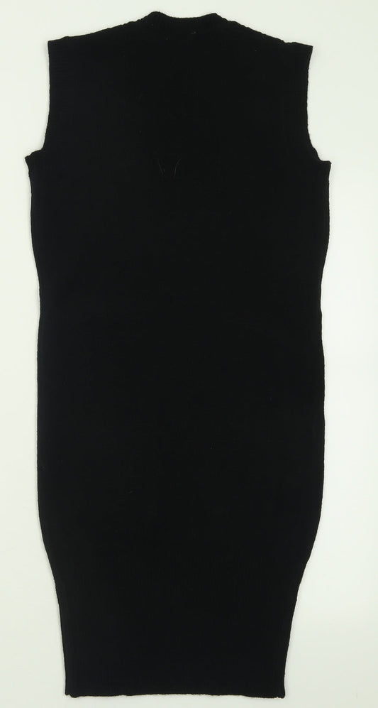 Pilot Womens Black Acrylic Jumper Dress Size 10 Crew Neck Pullover