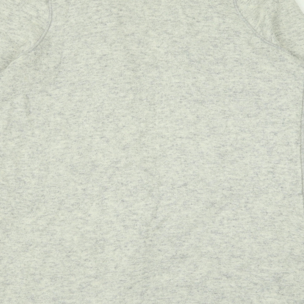 Brand and care label for LOFT women’s grey v-neck acrylic cardigan jumper, size M