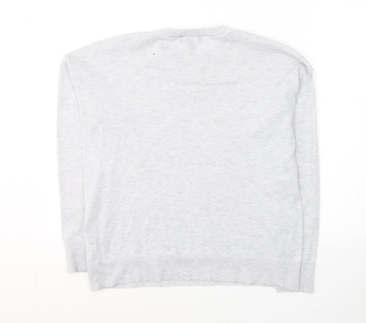 New Look Mens Grey Round Neck Polyester Pullover Jumper Size S