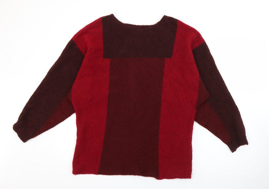 George Womens Red Boat Neck Acrylic Pullover Jumper Size S