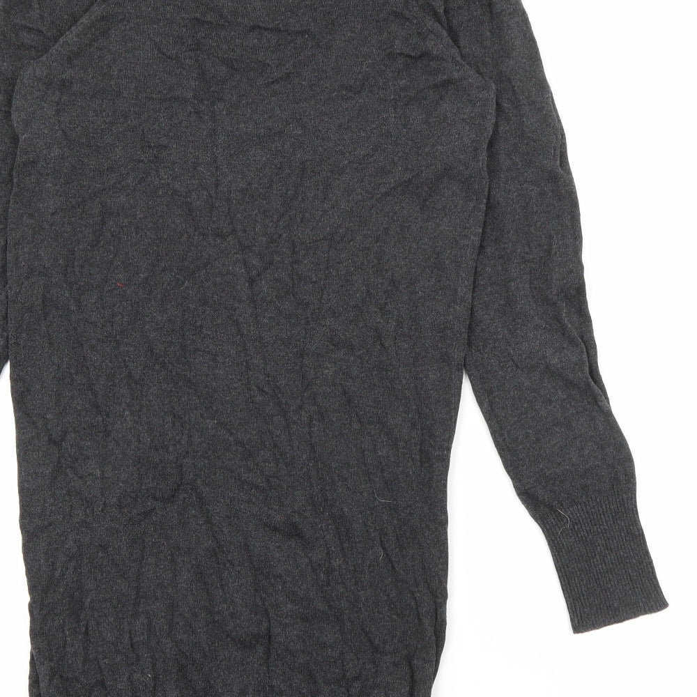 Dorothy Perkins Womens Grey Cotton Jumper Dress Size 6 Crew Neck