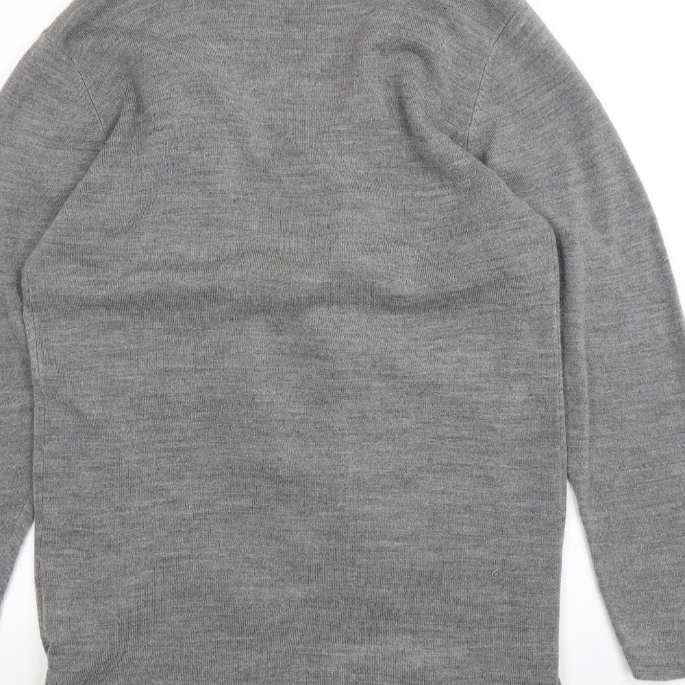 Preworn Womens Grey V-Neck Acrylic Cardigan Jumper Size S