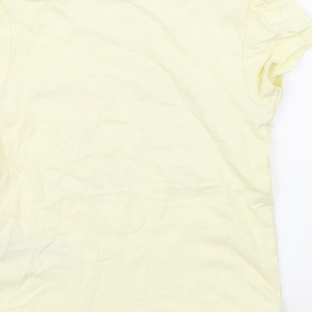 Primark Girls Yellow 100% Cotton Basic T-Shirt Size 18-24 Months Round Neck Pullover