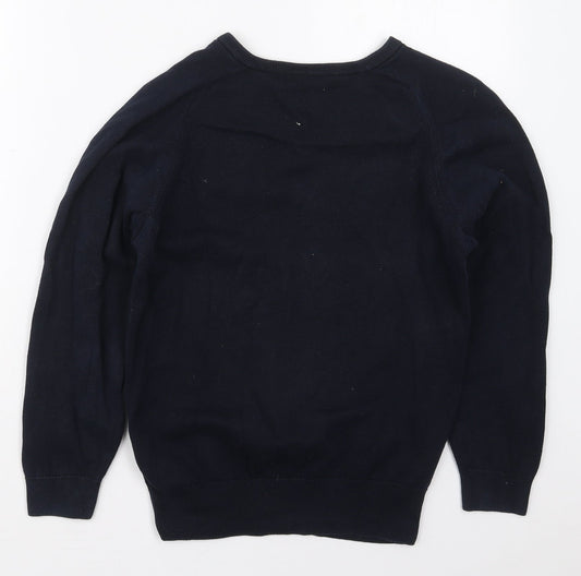 Trutex Mens Blue V-Neck Cotton Pullover Jumper Size XS