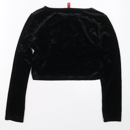 Womens UK Size M H&M Black Cropped T-Shirt