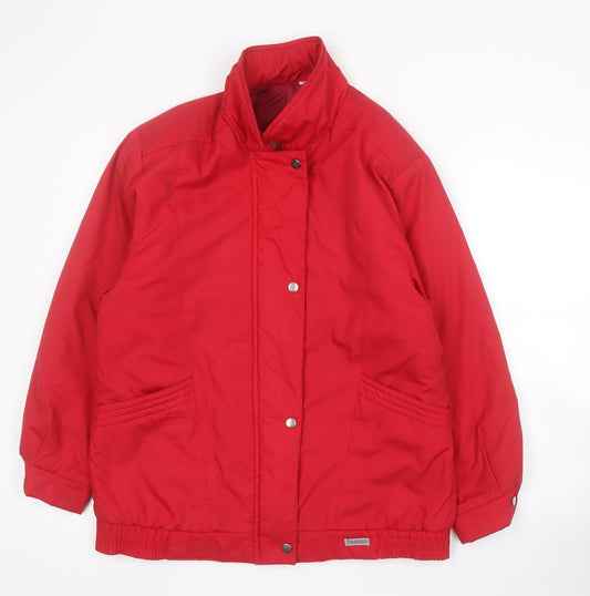Additional front view of Eleganze women’s red pea coat coat, size S, zip