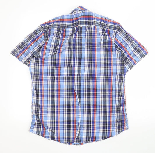 VV Mens Blue Plaid Cotton Button-Up Size S Collared Button