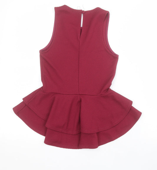 Womens UK Size 4 Miss Selfridge Red Basic Blouse
