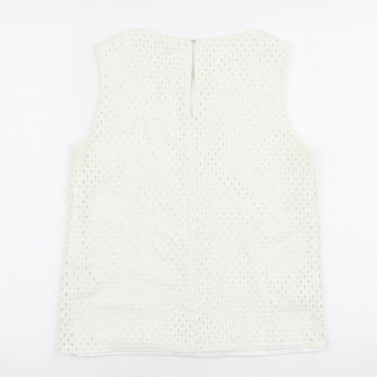 Womens UK Size 10 Warehouse White Basic Blouse