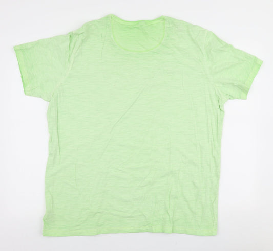 Marks and Spencer Mens Green Cotton T-Shirt Size 2XL Round Neck - huntington beach