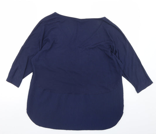 Great Plains Womens Blue Cotton Basic Blouse Size XS Round Neck