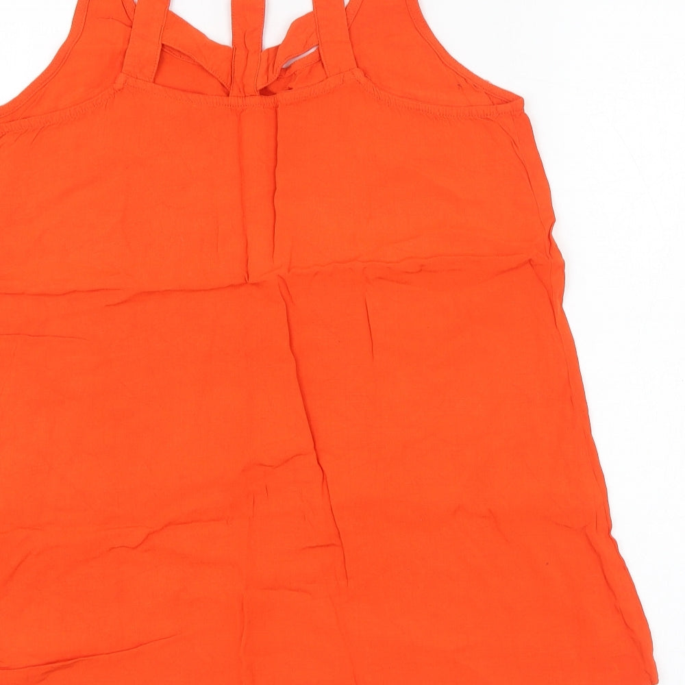 New Look Womens Orange Viscose Basic Tank Size 10 Round Neck