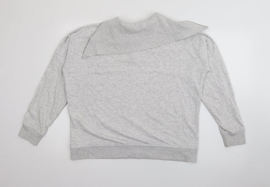 F&F Womens Grey High Neck Cotton Pullover Jumper Size 16