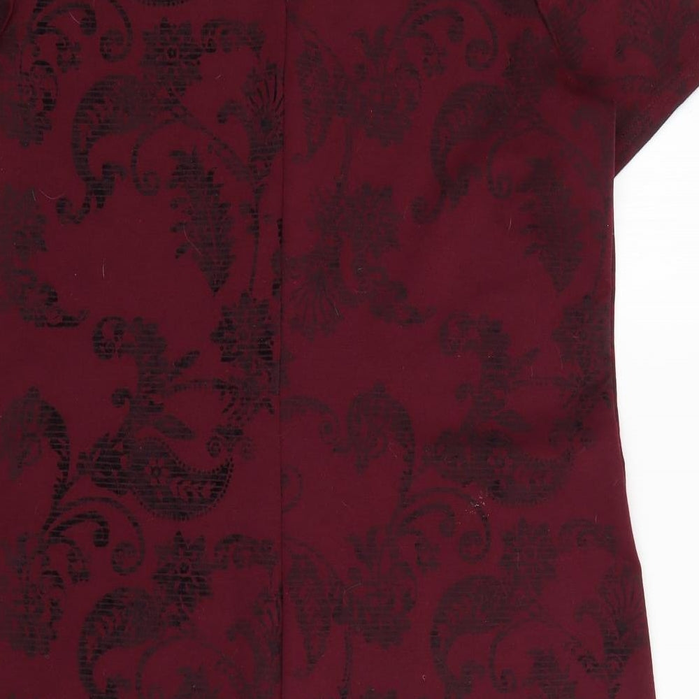 Dorothy Perkins Womens Purple Geometric Polyester Jumper Dress Size 14 Round Neck