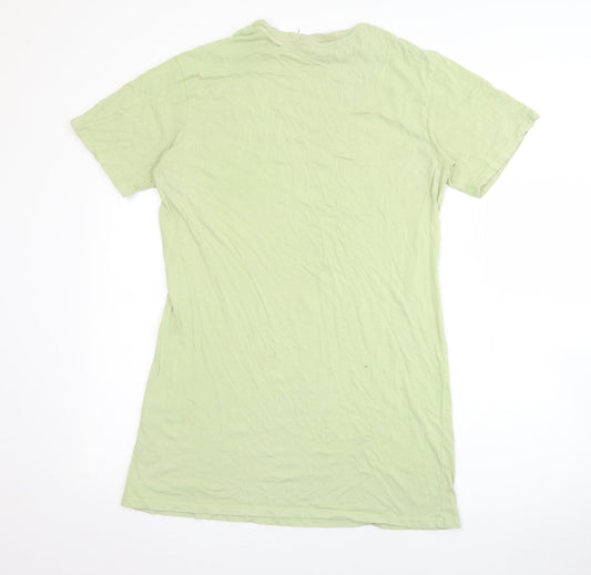 H&M Womens Green Cotton T-Shirt Dress Size XS Crew Neck