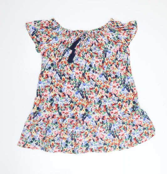 Additional front view of Peacocks women’s multicoloured geometric viscose shift, size M, boat neck